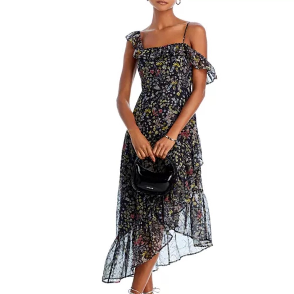 Black and White Ruffled One Shoulder Sundress